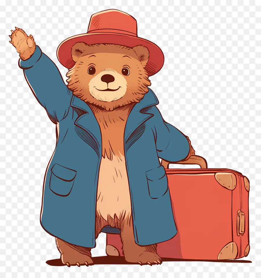 Paddington，Beruang Dengan Topi Merah Dan Koper PNG