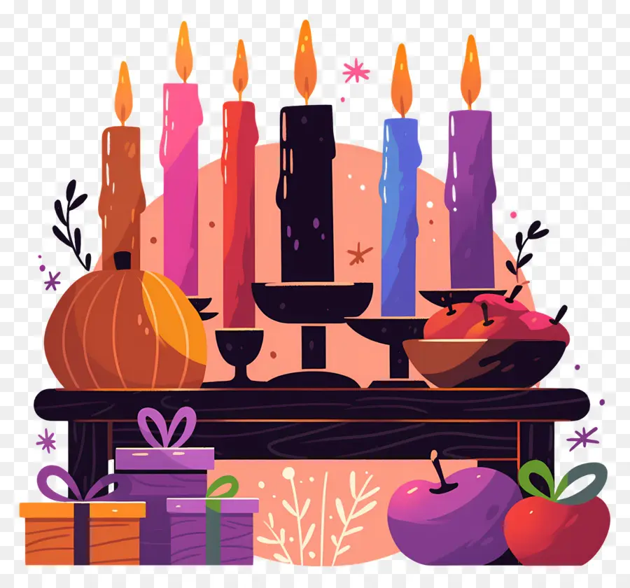 Selamat Kwanzaa，Lilin Dengan Labu PNG