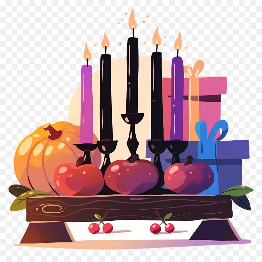 Selamat Kwanzaa，Lilin Dan Apel PNG