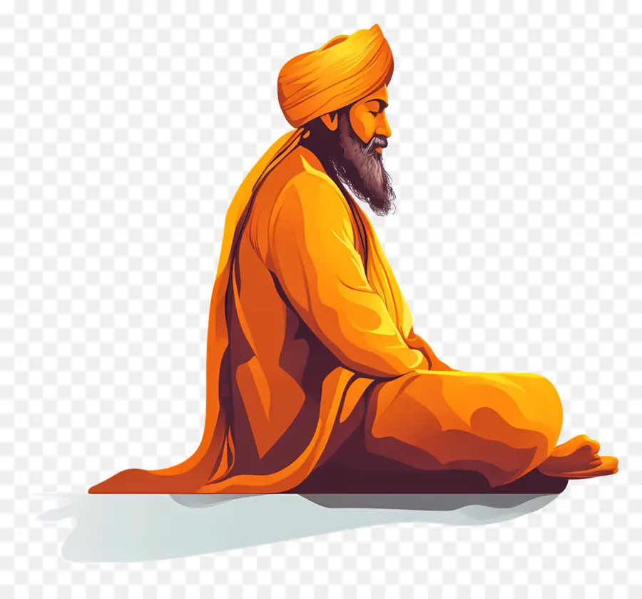 Guru Nanak Jayanti，Gambar Meditasi Tampak Samping PNG