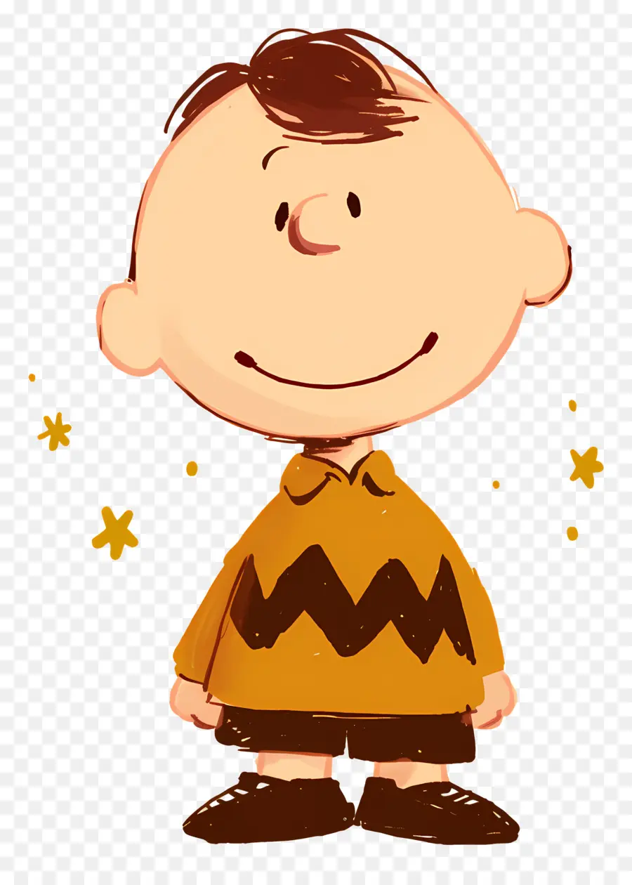 Charlie Brown，Bocah Kartun Berkemeja Kuning PNG