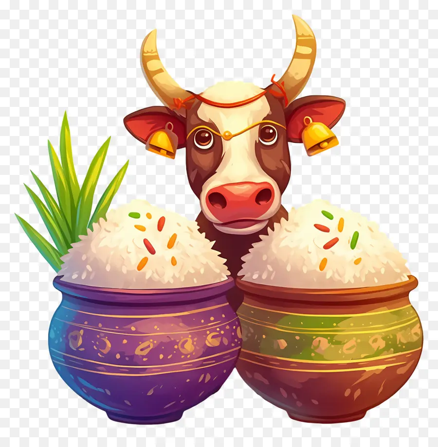 Pongal，Sapi Hias Dengan Pot PNG