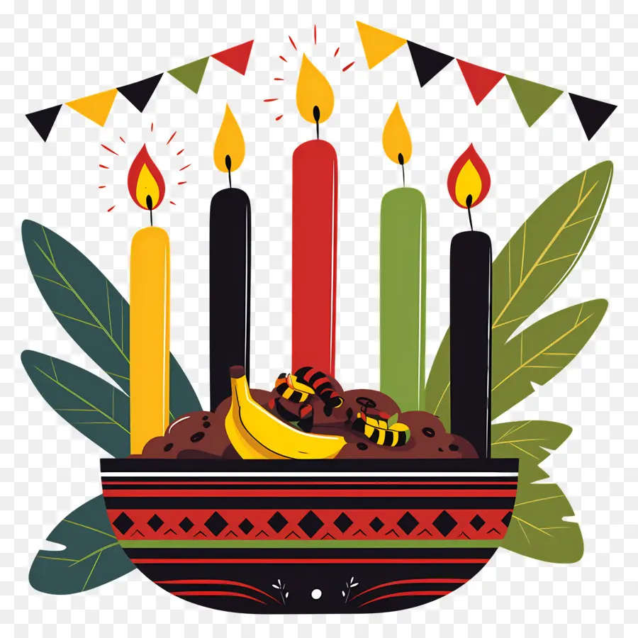 Selamat Kwanzaa，Lilin Dalam Mangkuk PNG