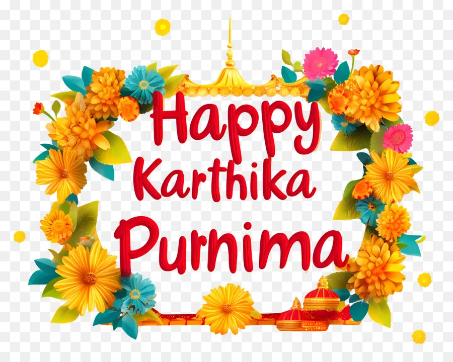 Karthika Purnima，Bingkai Bunga PNG