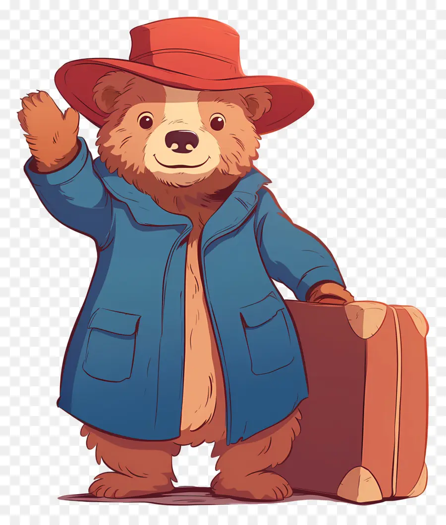 Paddington，Beruang Dengan Topi Merah Dan Koper PNG