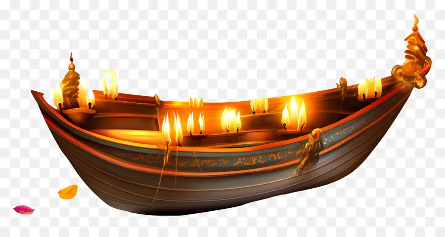 Selamat Karthika Purnima，Perahu Tradisional Dengan Lampu PNG