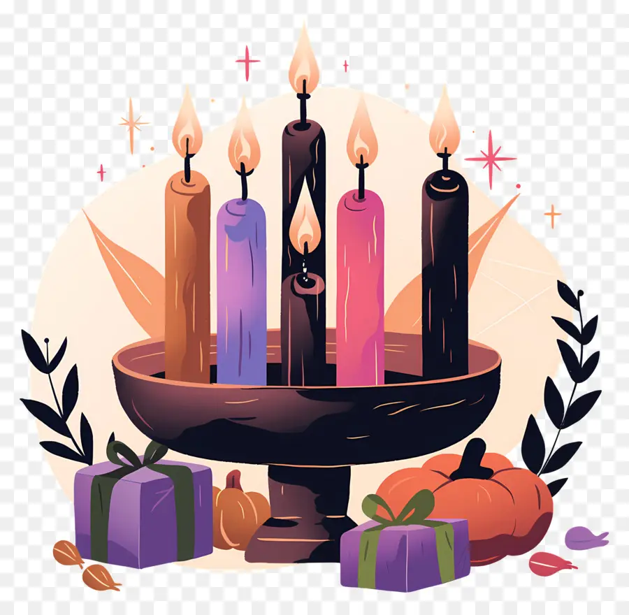 Selamat Kwanzaa，Lilin Dengan Labu PNG