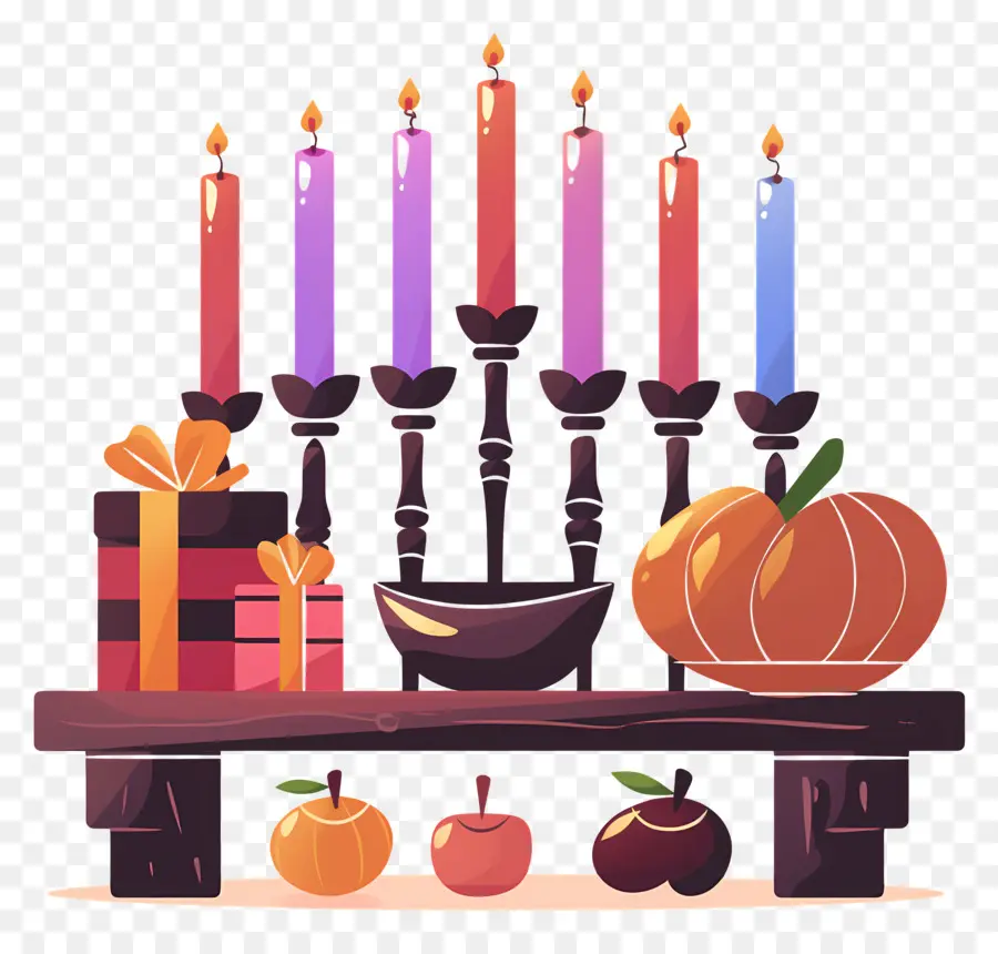 Selamat Kwanzaa，Lilin Berwarna Warni PNG