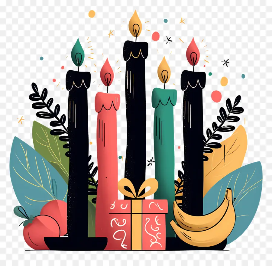 Selamat Kwanzaa，Lilin Berwarna Warni PNG