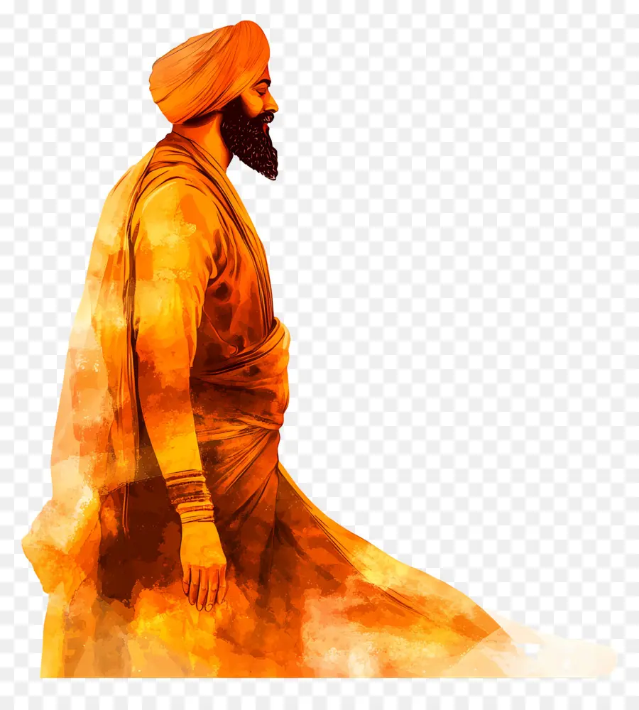 Guru Nanak Jayanti，Pria Sikh Berbaju Oranye PNG