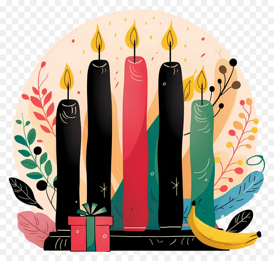 Selamat Kwanzaa，Lilin Berwarna Warni PNG