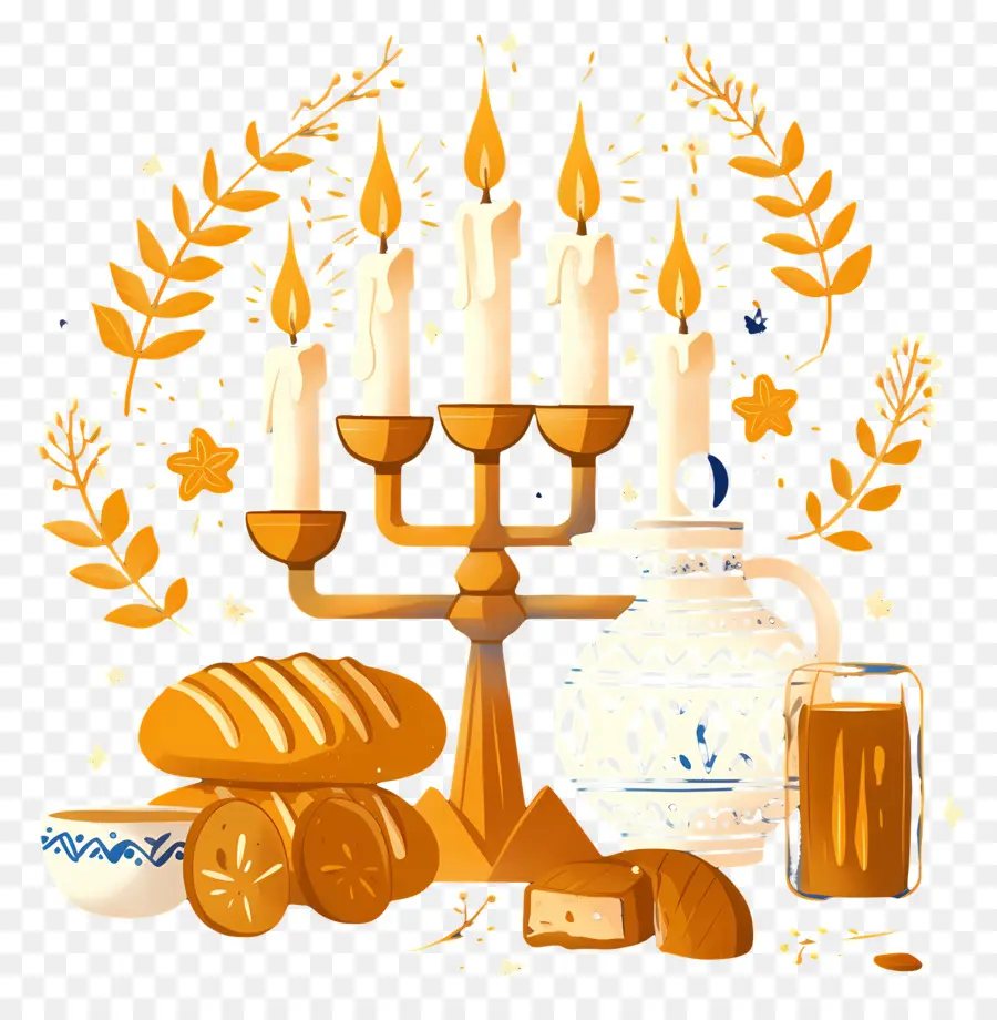 Hanukkah，Lilin Dan Roti PNG