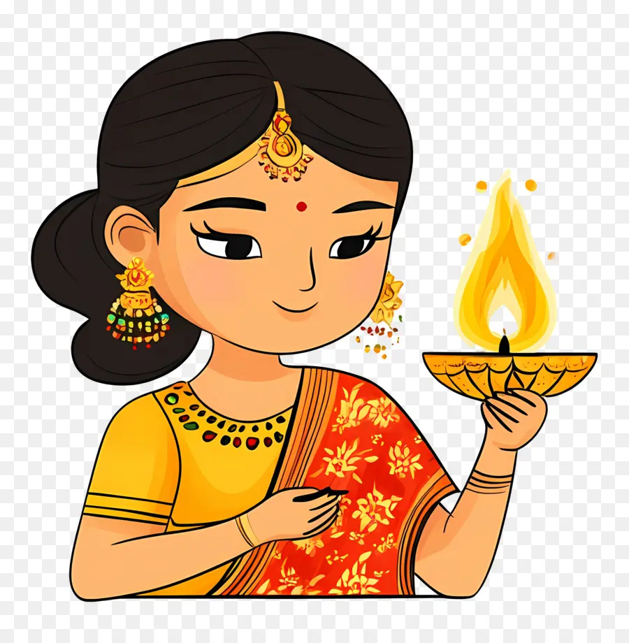 Karthika Purnima，Wanita Dengan Diya PNG