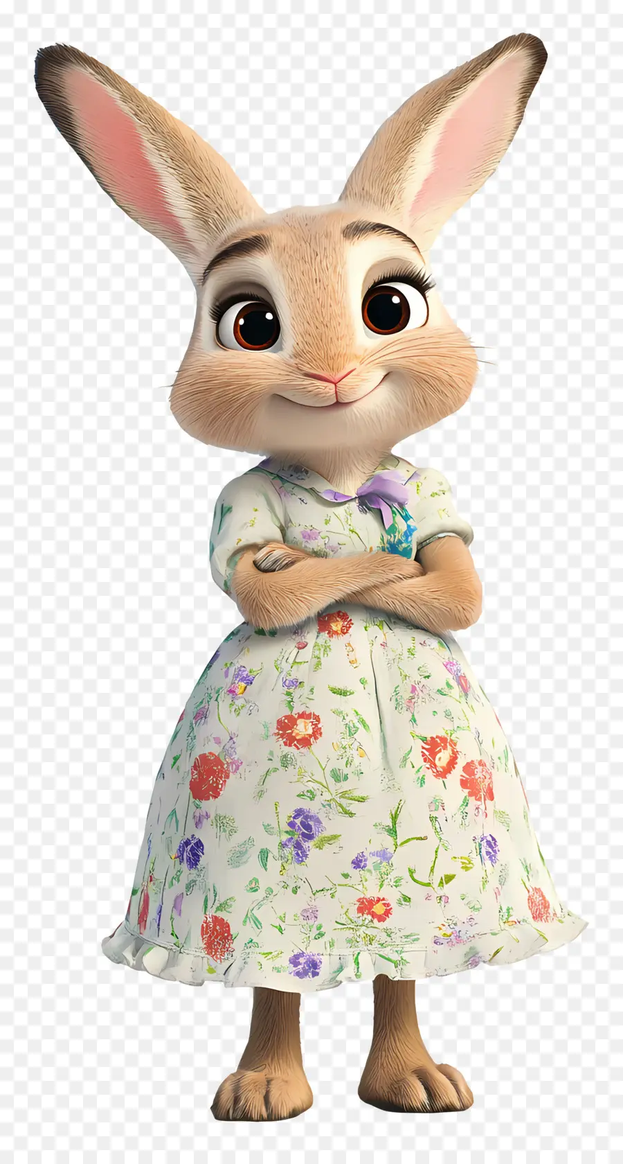 Judy Hopps，Kelinci Kartun Dalam Gaun Bermotif Bunga PNG