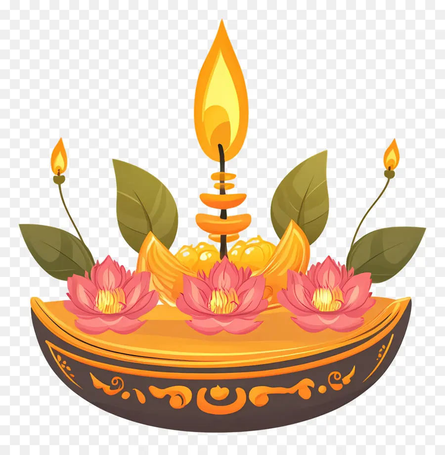 Karthika Purnima，Lilin Teratai PNG