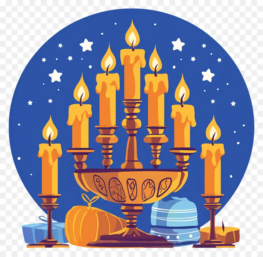 Hanukkah，Lilin Emas PNG