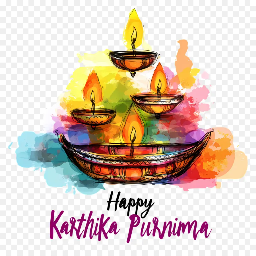 Karthika Purnima，Diya Berwarna Warni PNG