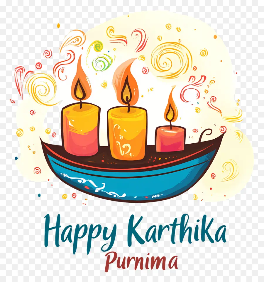 Selamat Karthika Purnima，Perahu Dengan Tiga Lilin PNG