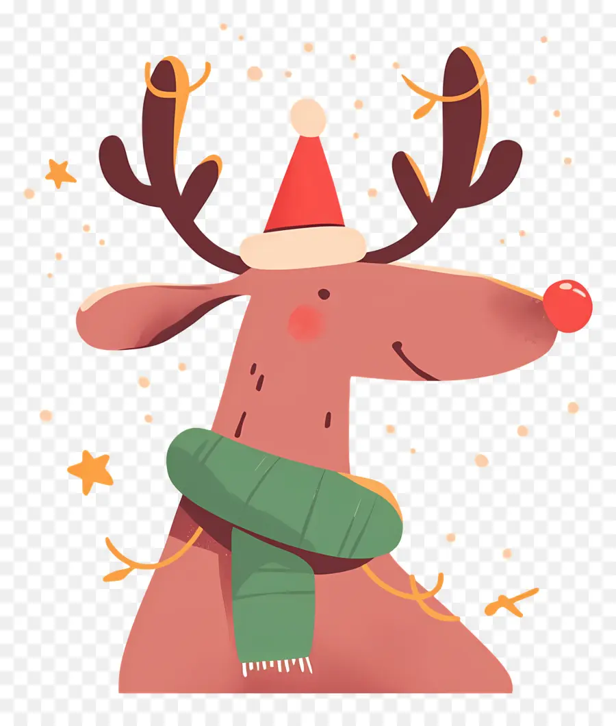 Rusa Natal，Rusa Kutub Dengan Santa Hat PNG