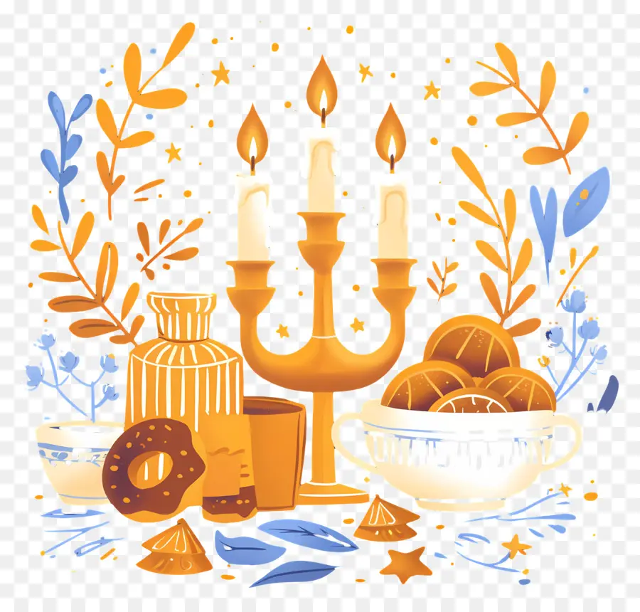 Hanukkah，Lilin Dan Makanan PNG