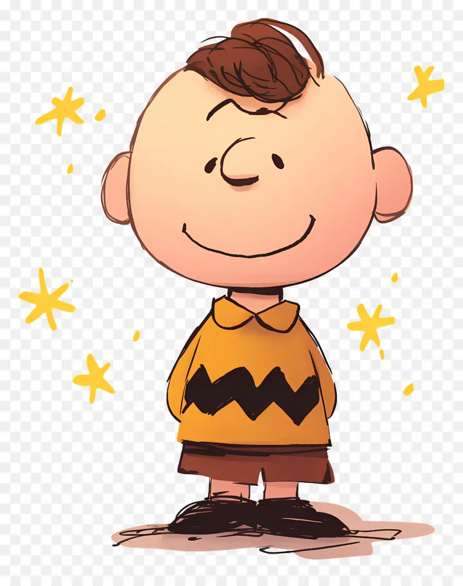 Charlie Brown，Bocah Kartun Berkemeja Kuning PNG