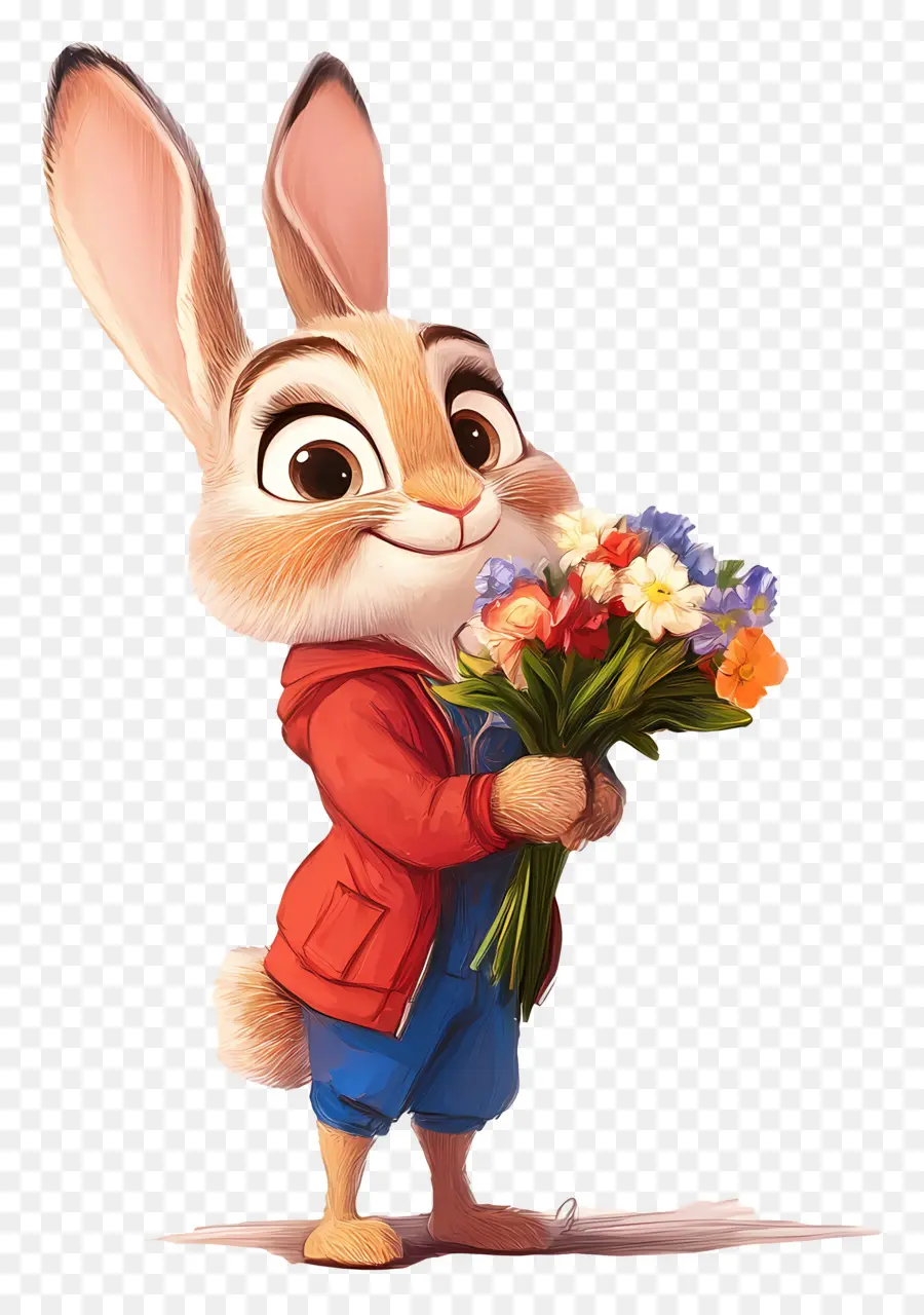 Judy Hopps，Kelinci Dengan Bunga PNG