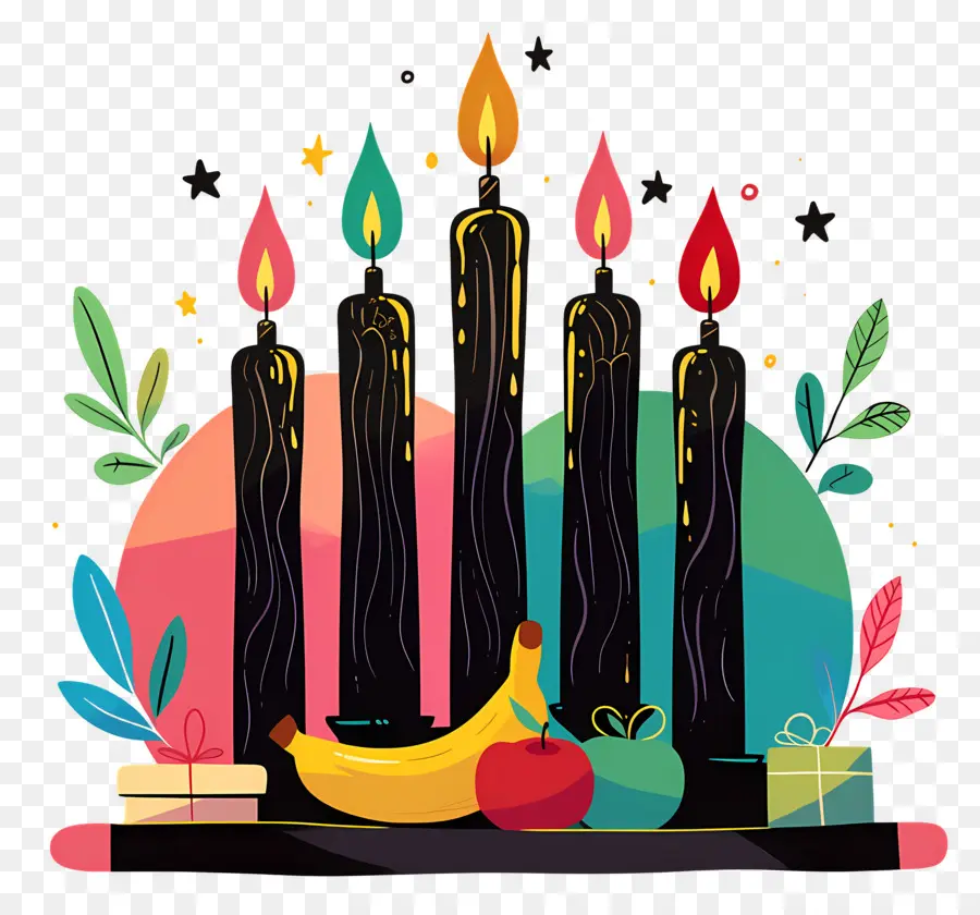 Selamat Kwanzaa，Lilin Berwarna Warni PNG