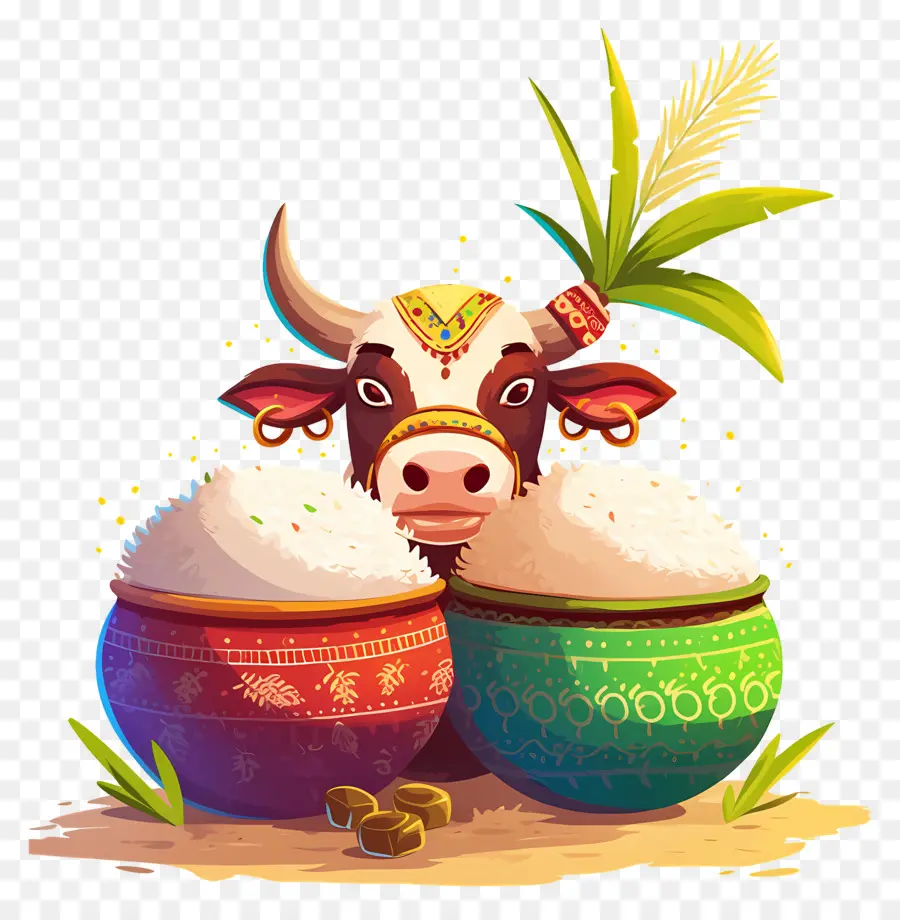 Pongal，Sapi Hias Dengan Pot PNG