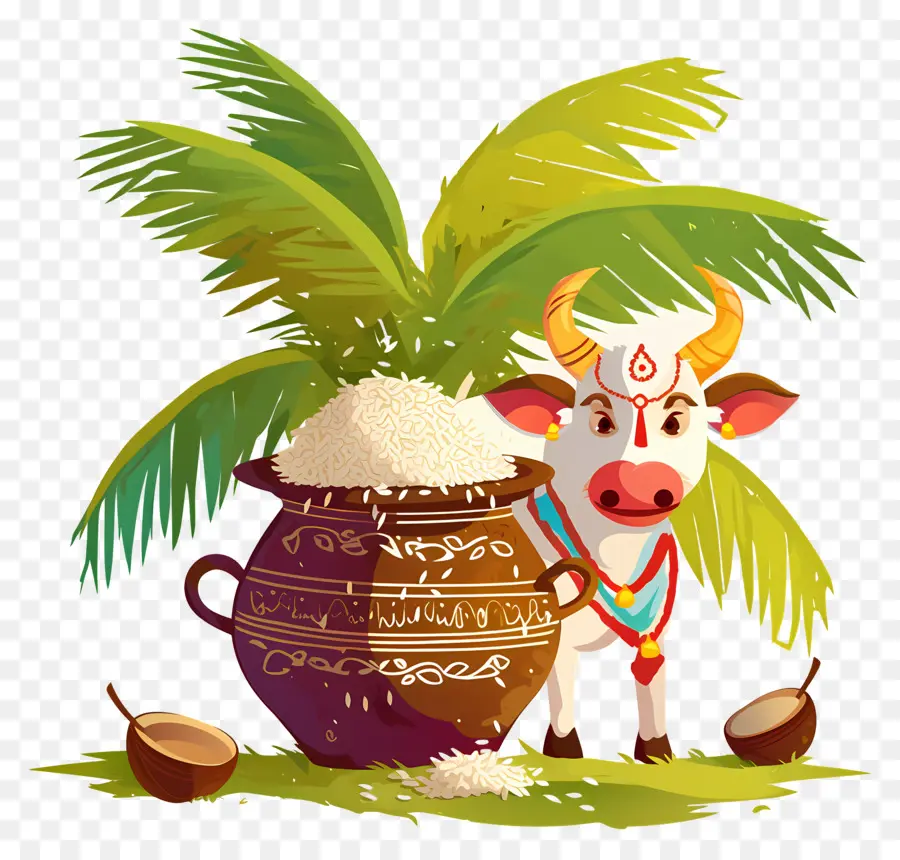 Pongal，Sapi Dan Pot PNG