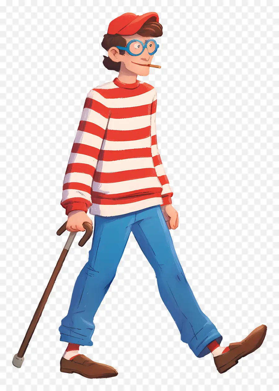 Waldo，Karakter Kemeja Bergaris PNG