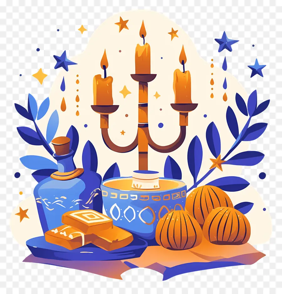 Hanukkah，Lilin Dan Makanan PNG