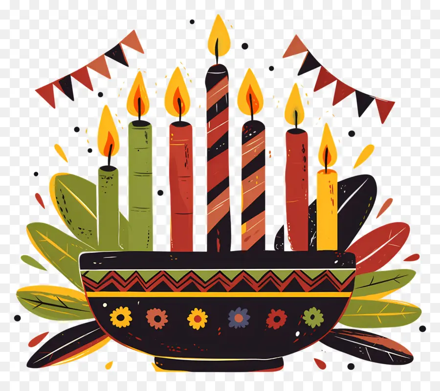 Selamat Kwanzaa，Lilin Dalam Mangkuk PNG