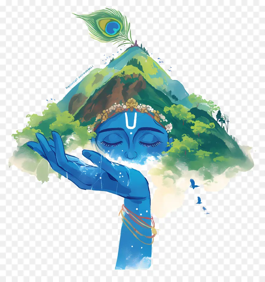 Tangan Hindu，Tangan Biru Dengan Wajah PNG