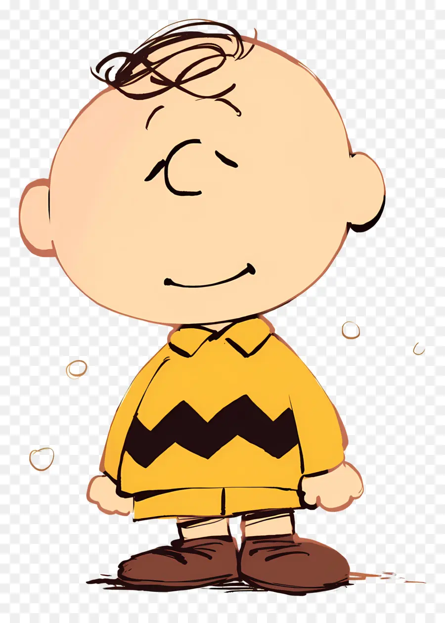 Charlie Brown，Bocah Kartun Berkemeja Kuning PNG