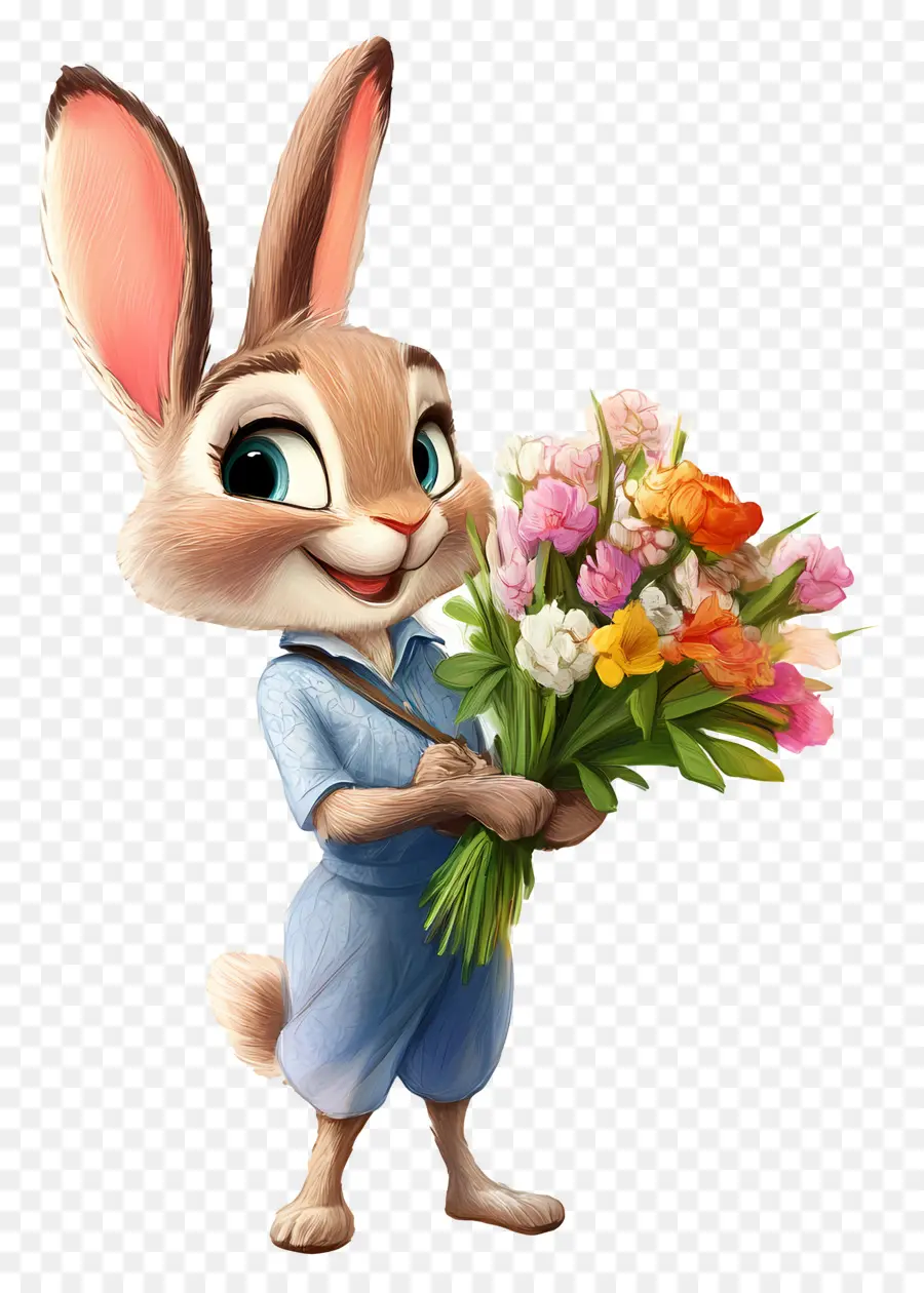 Judy Hopps，Kelinci Dengan Bunga PNG