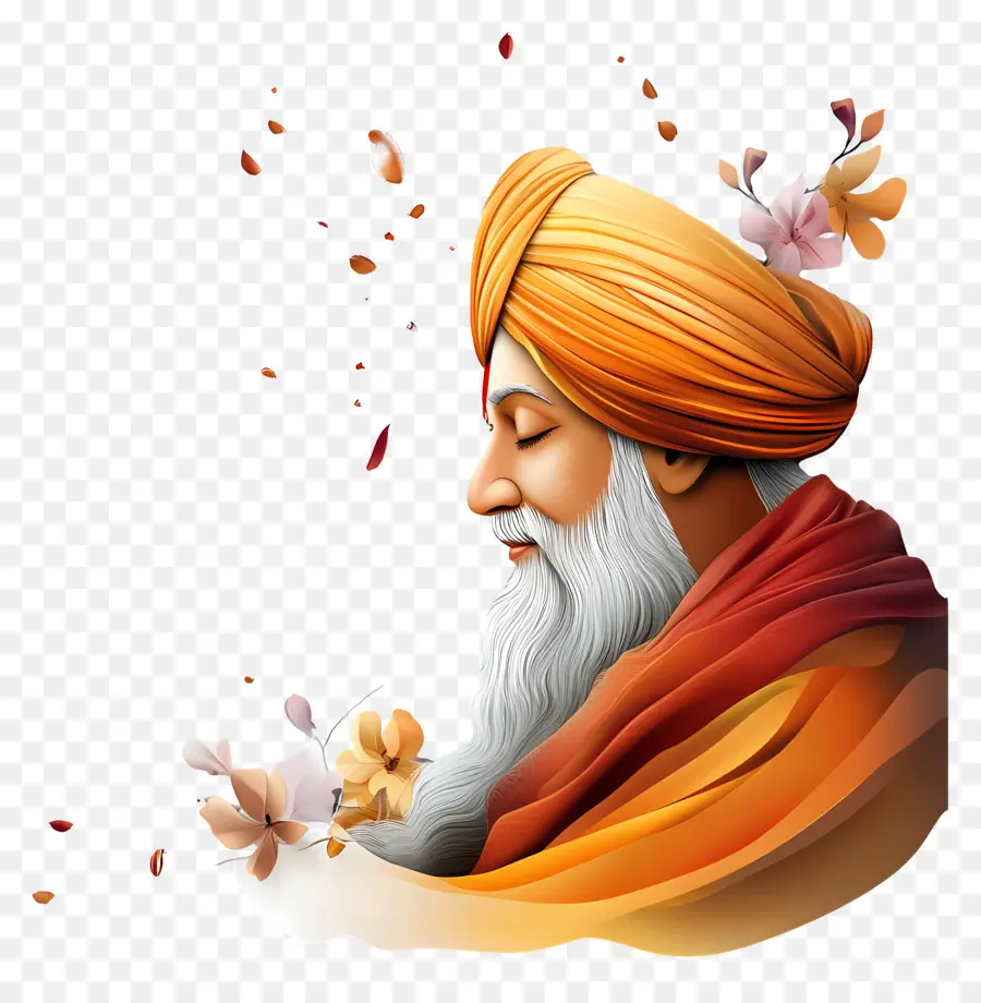 Guru Nanak Jayanti，Pria Dengan Bunga PNG