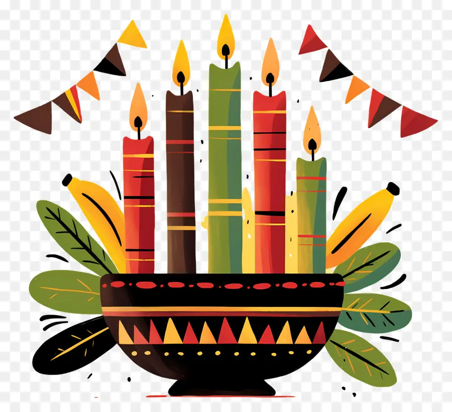 Selamat Kwanzaa，Lilin Dalam Mangkuk PNG