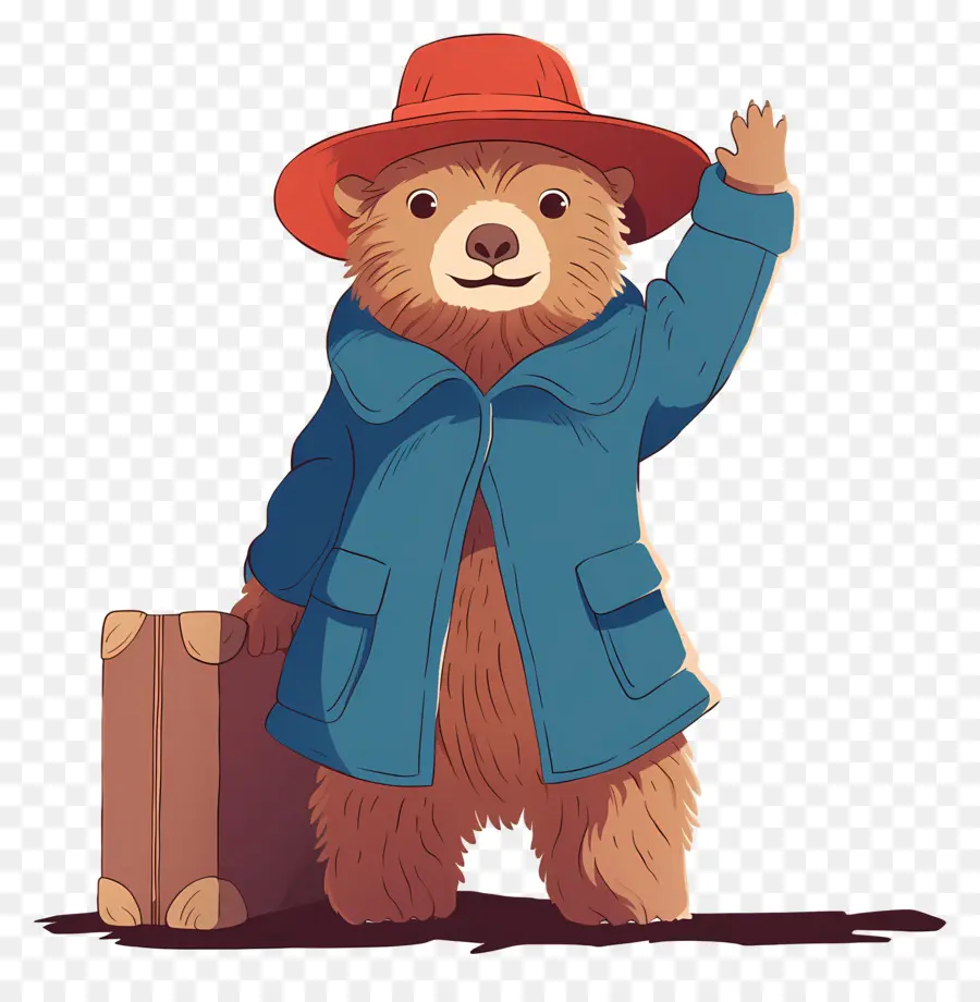 Paddington，Beruang Dengan Topi Merah Dan Koper PNG