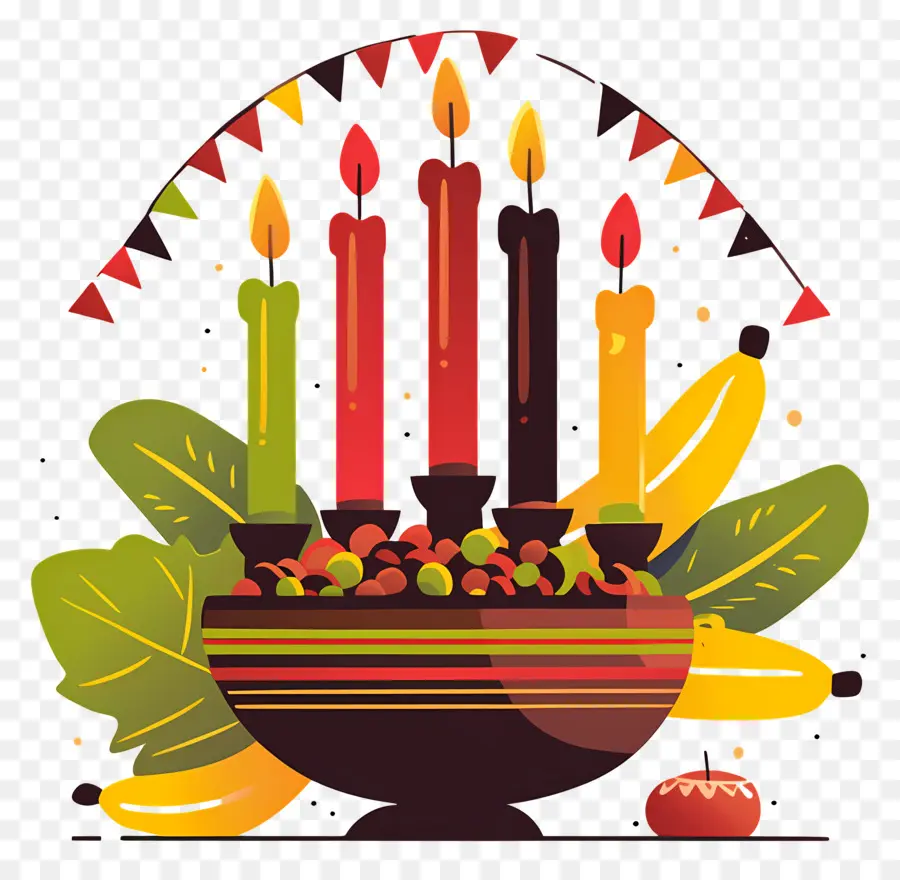 Selamat Kwanzaa，Lilin Dalam Mangkuk PNG