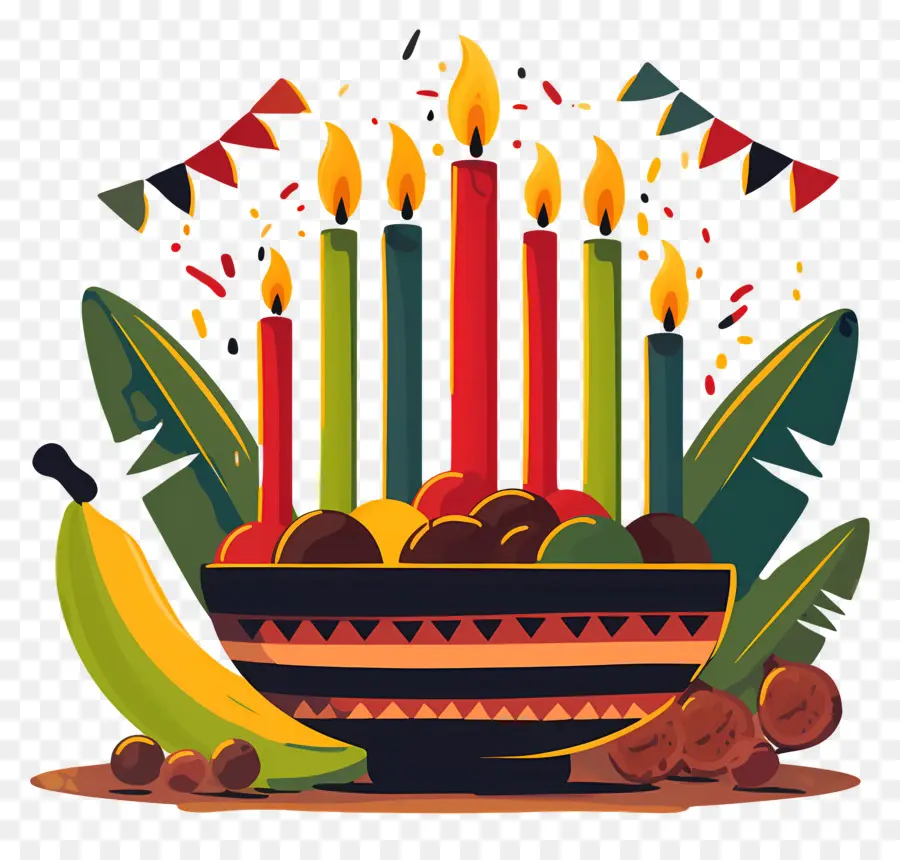 Selamat Kwanzaa，Lilin Dalam Mangkuk PNG