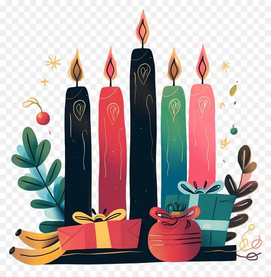 Selamat Kwanzaa，Lilin Berwarna Warni PNG