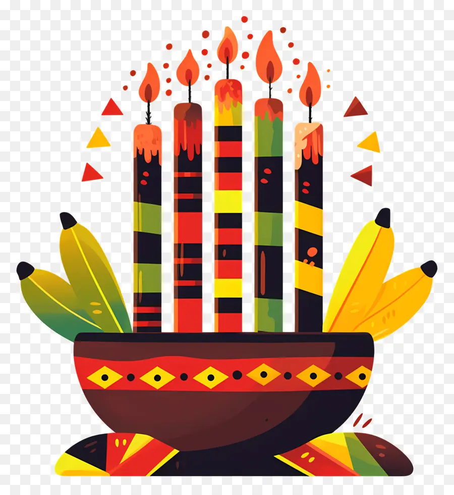 Selamat Kwanzaa，Lilin Dalam Mangkuk PNG