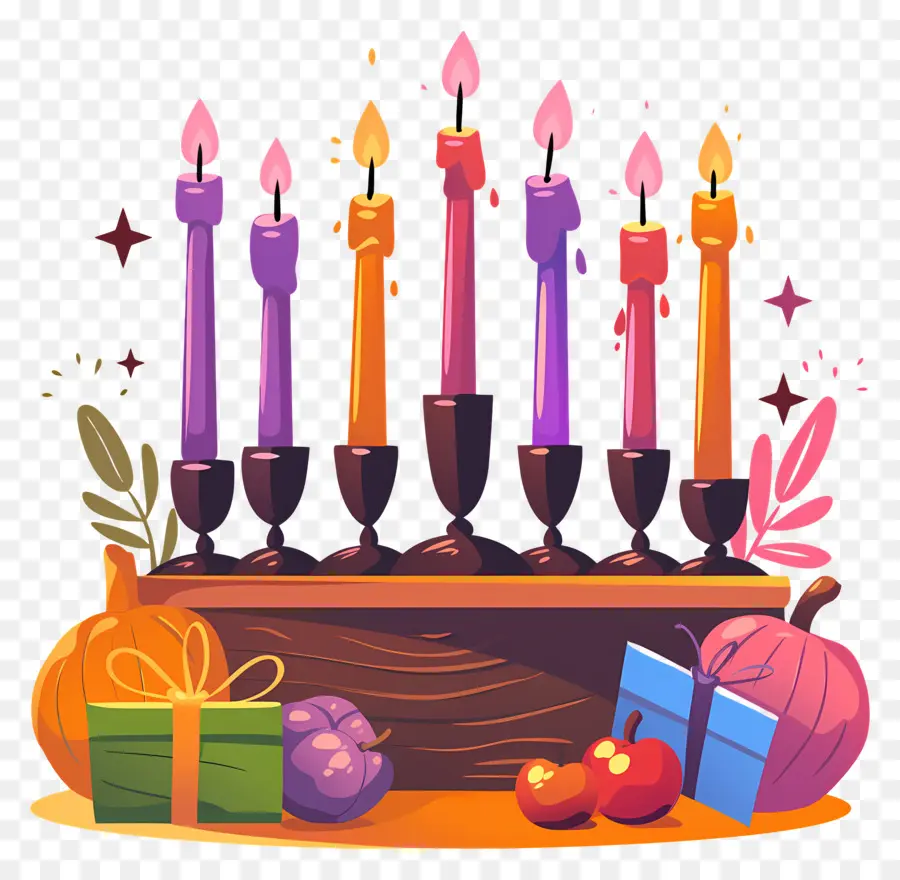 Selamat Kwanzaa，Lilin Berwarna Warni PNG