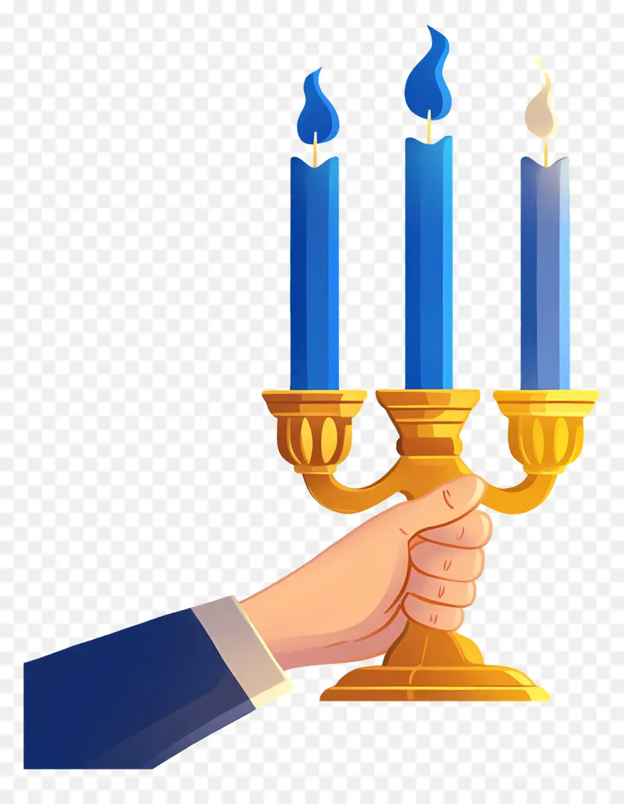 Menorah Hanukkah，Tempat Lilin Dengan Lilin Biru PNG