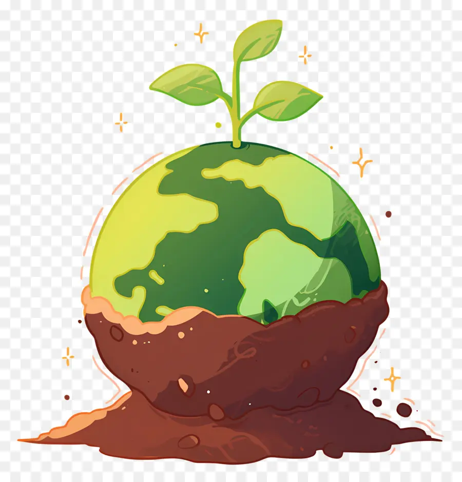 Planet Hijau，Bumi Dengan Sprout PNG