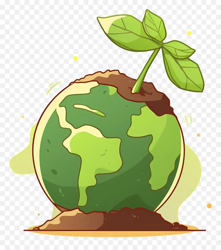 Planet Hijau，Bumi Dengan Sprout PNG