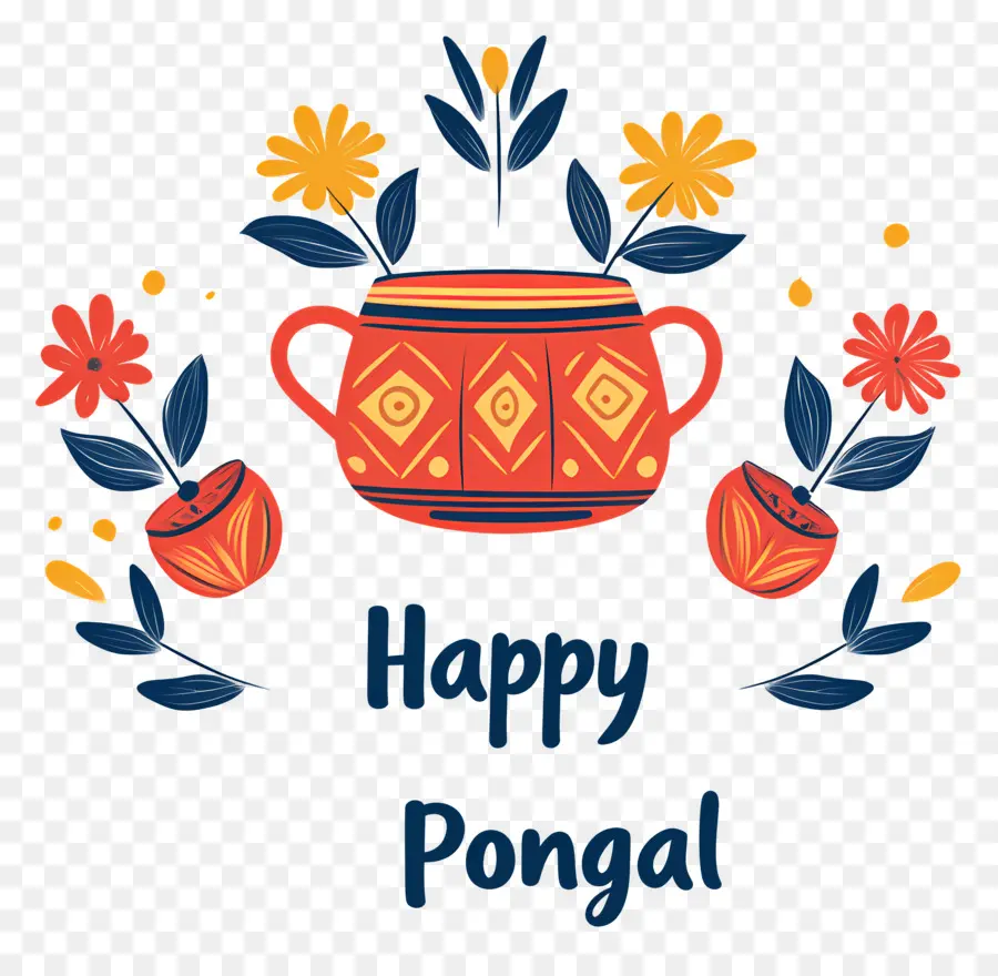 Selamat Pongal，Pot Dengan Bunga PNG