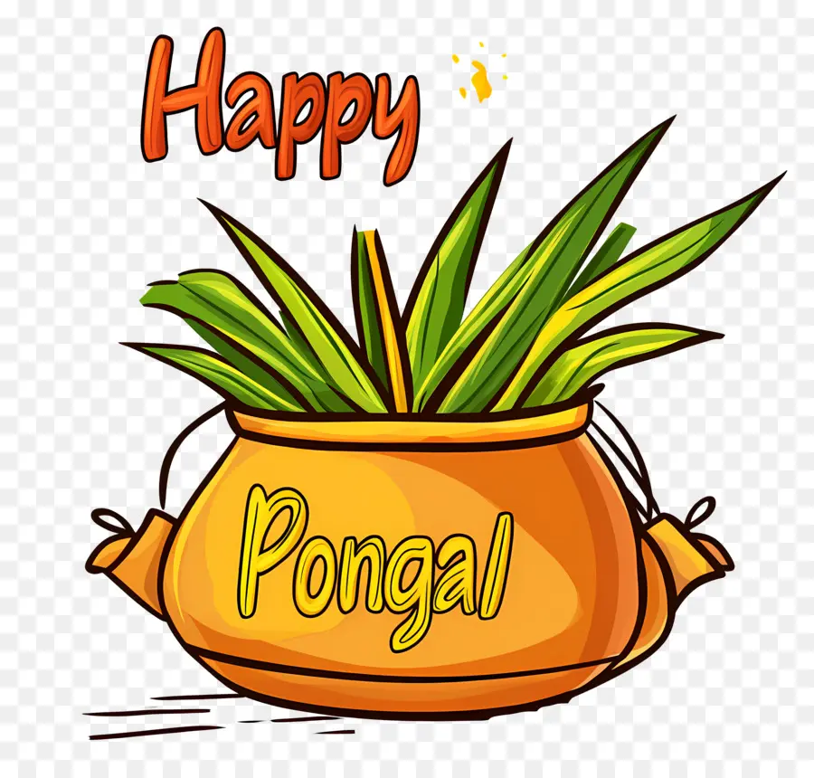 Selamat Pongal，Pot Dekoratif Dengan Daun PNG