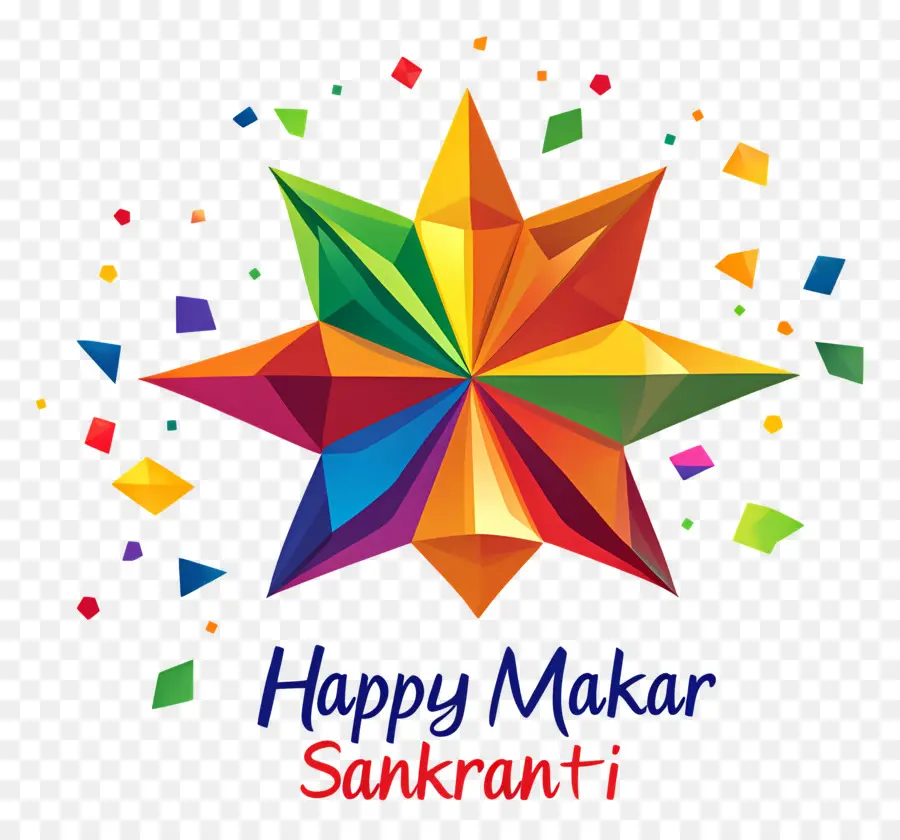 Selamat Makar Sankranti，Bintang Berwarna Warni PNG