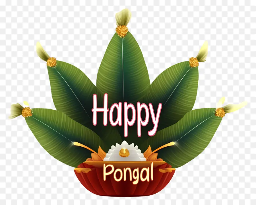 Selamat Pongal，Daun Pisang Dan Nasi PNG